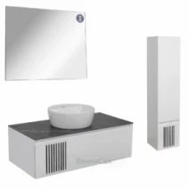Бело-серый комплект мебели для ванной комнаты 100 см шириной Aqua Rodos Манхэттен 45066-29700-45834