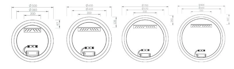 Размеры Зеркало в ванную Ravak Orbit I 600 с Led подсветкой X000001574