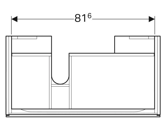 Размеры Матовая тумба в ванную без умывальника 90 см шириной Geberit Xeno² под умывальник Xeno² 500.513.43.1