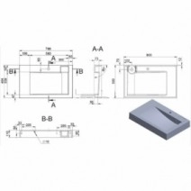 Умывальник Умывальник с тумбой с открытой полкой 80 см шириной Fancy Marble Trinidat с раковиной Shelly 345109828