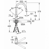 Размеры Смеситель для мойки Grohe MINTA 32321002