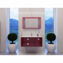 В інтер'єрі Тумба з дзеркалом в ванну 100 см підвісна Botticelli Rimini з умивальником Marlen 100