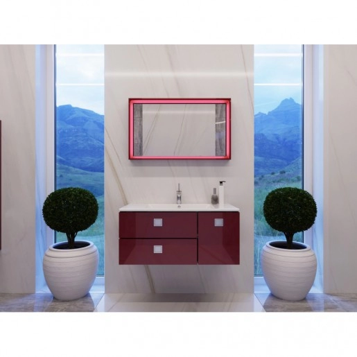 В интерьере тумба с зеркалом в ванную 100 см подвесная botticelli rimini с умывальником marlen 100 №1