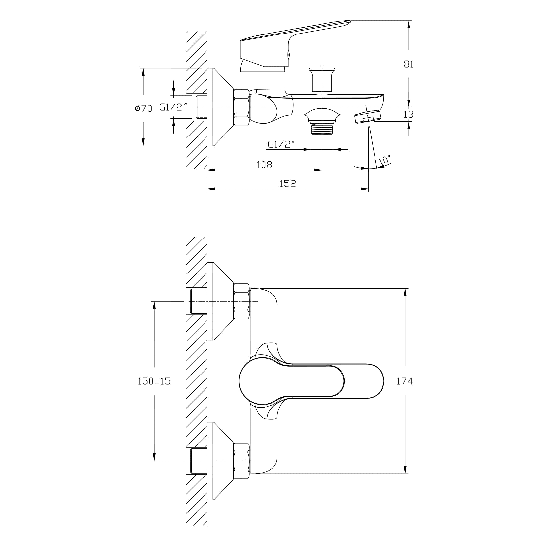 Размеры Китайский смеситель для ванной Rozzy Jenori FIRST RBZ020-3