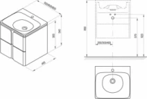 Размеры Тумба под умывальник Ravak SD Balance 500 графит X000001365