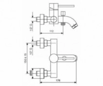 Розміри Прямий змішувач для ванни з душем Emmevi PIPER CR45001 хром