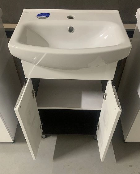  Комплект меблів для ванної кімнати біло-коричневий 55 см шириною Аквастиль Венге 44673-39359