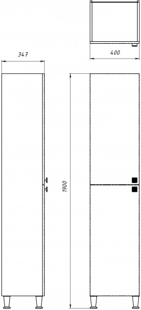 Размеры Пенал для ванной 40 см с белым корпусом ВанЛанд НЕО НП-1L белый