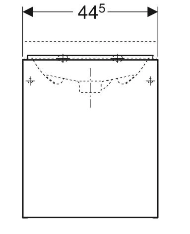 Розміри Тумба без раковини у ванну 45 см шириною Geberit Acanto під раковину Acanto 500.608.01.2