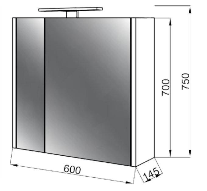 Размеры зеркальный шкаф в ванную для дачи 60 см юввис эльба z-60 без подсветки №1