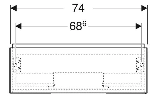 Размеры Тумба под умывальник без раковины с ящиками 75 см шириной Geberit ONE 505.072.00.6