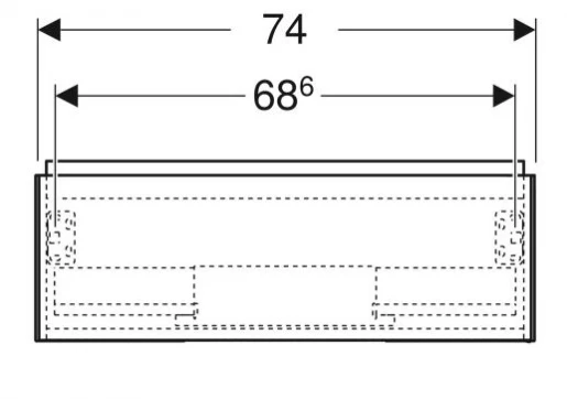 Размеры Тумба под умывальник без раковины с ящиками 75 см шириной Geberit ONE 505.072.00.6