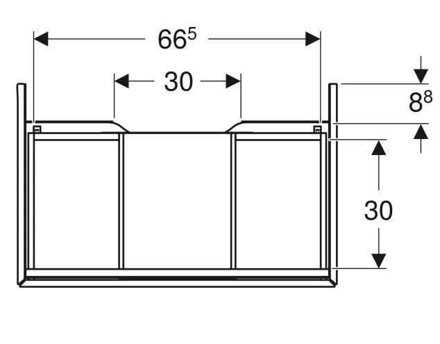 Размеры Тумба под умывальник без раковины с ящиками 75 см шириной Geberit ONE 505.072.00.6