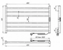 Размеры Электрический полотенцесушитель 800 х 500 мм Laris Зебра Горизонт Д40 черные правый 00000027498
