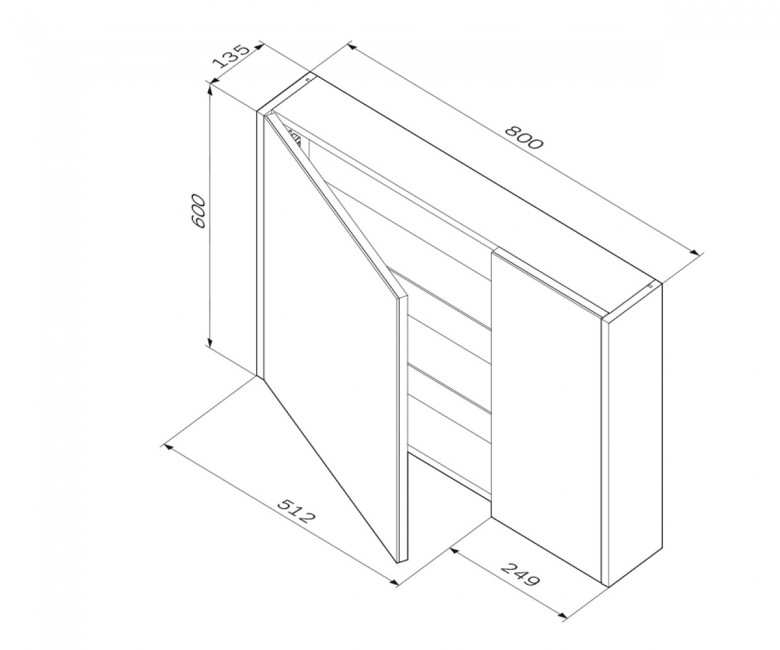 Размеры Зеркальный шкаф в ванную с доводчиками 80 см AM.PM Like M80MCX0800WG38