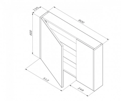 Размеры Зеркальный шкаф в ванную с доводчиками 80 см AM.PM Like M80MCX0800WG38