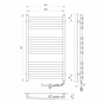 Розміри Електро полотенцесушитель недорогий 500х900 LARIS Класік Преміум Хром Правий 30x32 71207609