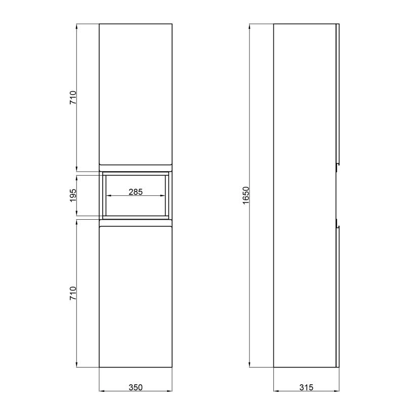 Розміри Ванний гарнітур з ящиком 70 см завтовшки Qtap Robin 39529-39579-39607