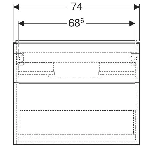 Розміри Тумба у ванну без умивальника з ящиками 75 см шириною Geberit iCon під умивальник iCon 502.304.JL.1