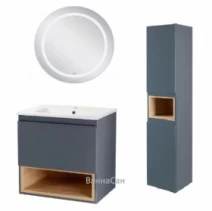 Комплект мебели для ванны в серо-коричневом цвете 60 см шириной Qtap Robin 39530-39603-39609