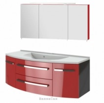 Комплект мебели с красным корпусом для ванны 120 см Botticelli Vanessa с умывальником Domenika-1200