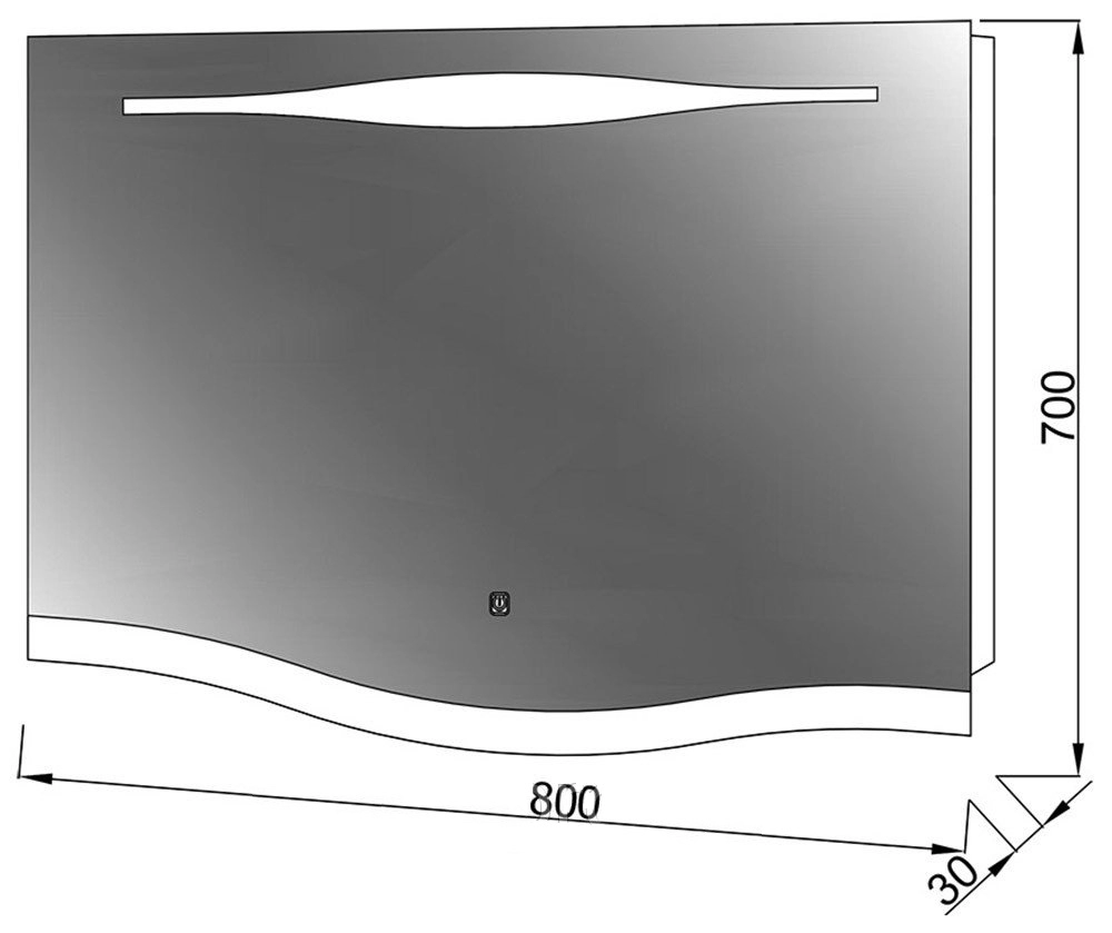 Размеры зеркало в ванную со светодиодной лентой 80 см юввис modena z-80 с подсветкой №1