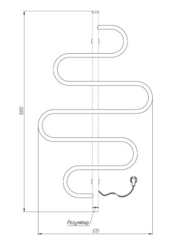 Размеры Полотенцесушитель электрический с перекладинами зигзаг 570 х 1000 мм Kosser Лиана хром Д30 РЛ02ЕLR