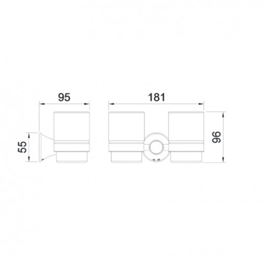 Размеры Двойной стакан для зубных щеток в ванную IMPRESE PODZIMA LEDOVE стакан для зубных щеток, хром ZMK01170124