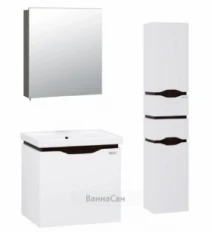 Мебель в ванную комнату бело-коричневая 60 см шириной Санверк Alessa Air 42917-25526-25481