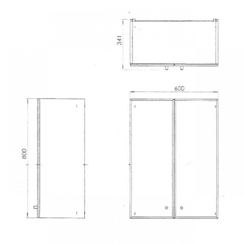 Размеры Навесной шкаф для ванной 60 см с дверками ЮВЕНТА РИО СВ СШН1