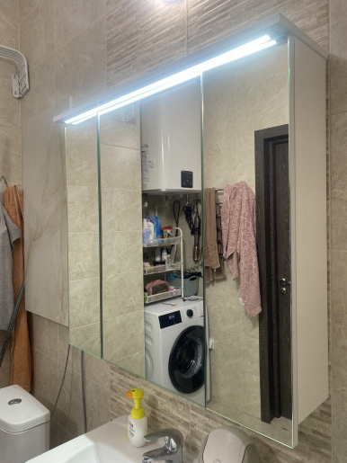 Фото покупателей Зеркальный шкаф в ванную 80 см с подсветкой ПИК Базис ШН0580-LED